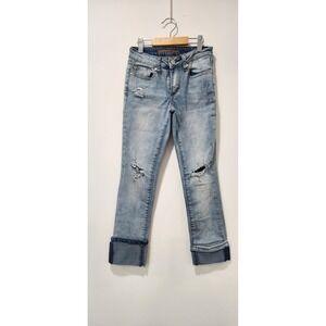 Joes Jeans Girls Mid Rise Skinny Stretch Blue Jeans Size 12 Ripped Slashed/Slice